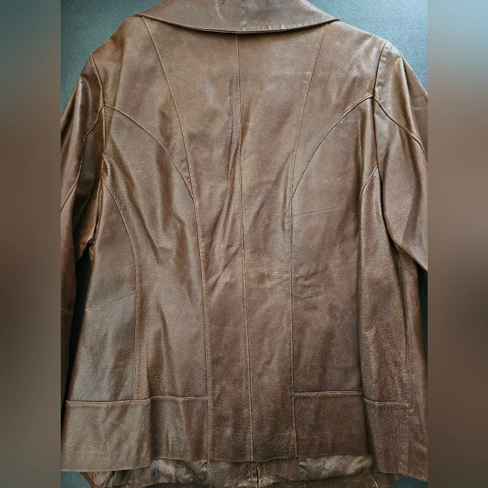 NWOT - Leather Lane Bryant Brown Biker Jacket - Size 14/16 - Vintage - Picture 9 of 9